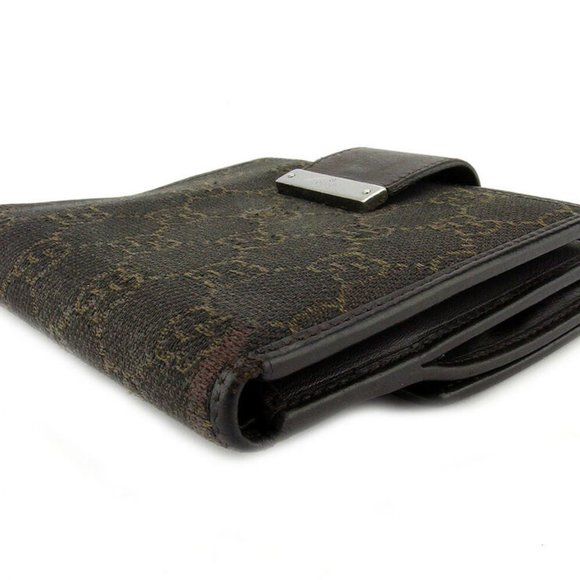 GUCCI Double Sided Wallet GG canvas beige canvas leather Auth used T17988 - Picture 4 of 9